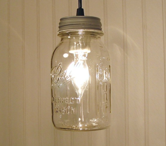 Vintage clear canning jar pendant