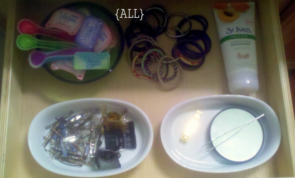 Vanity drawer of weekly items