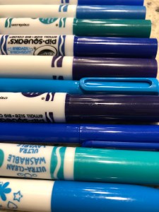 blue markers